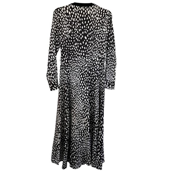 Karen Millen Black White Cheetah Animal Print Long Sleeve Midi Dress Size 4 NWT - Picture 10 of 13